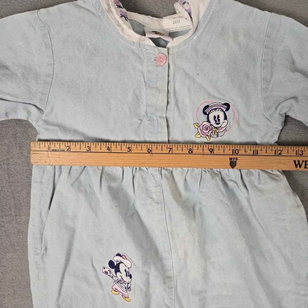 Vintage Disney Baby Mickey & Co. Minnie Mouse Blue Denim Coveralls 24 Months‎